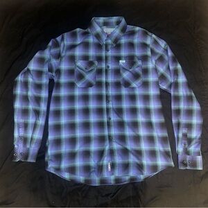 DIXXON Purple and Black Plaid Button Down Shirt (Aurora)
